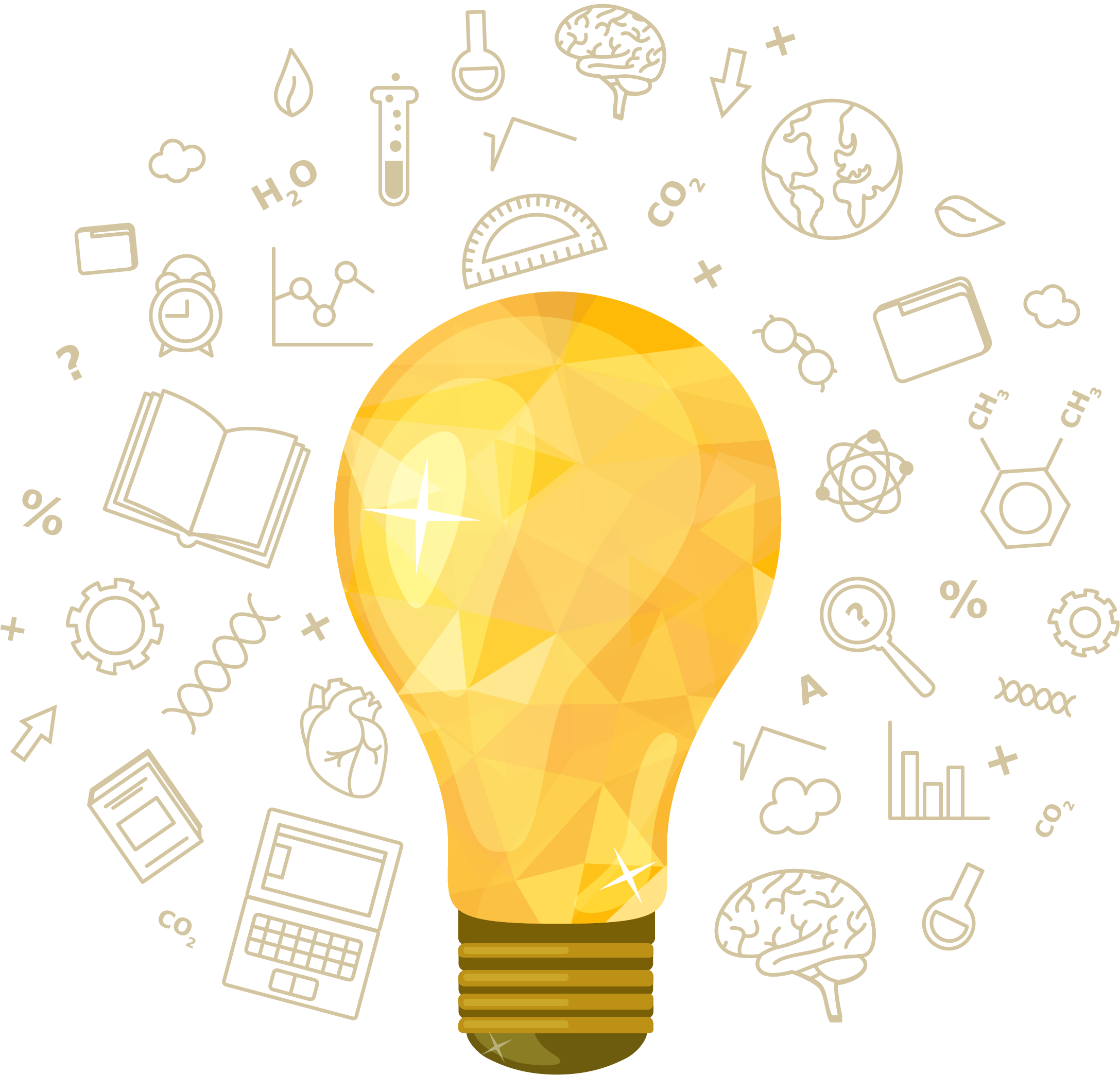 Light Idea Yellow Incandescent Bulb Line PNG Image