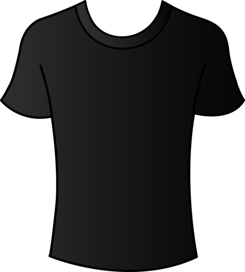Black T-Shirt Clip Art Round Neck PNG Image