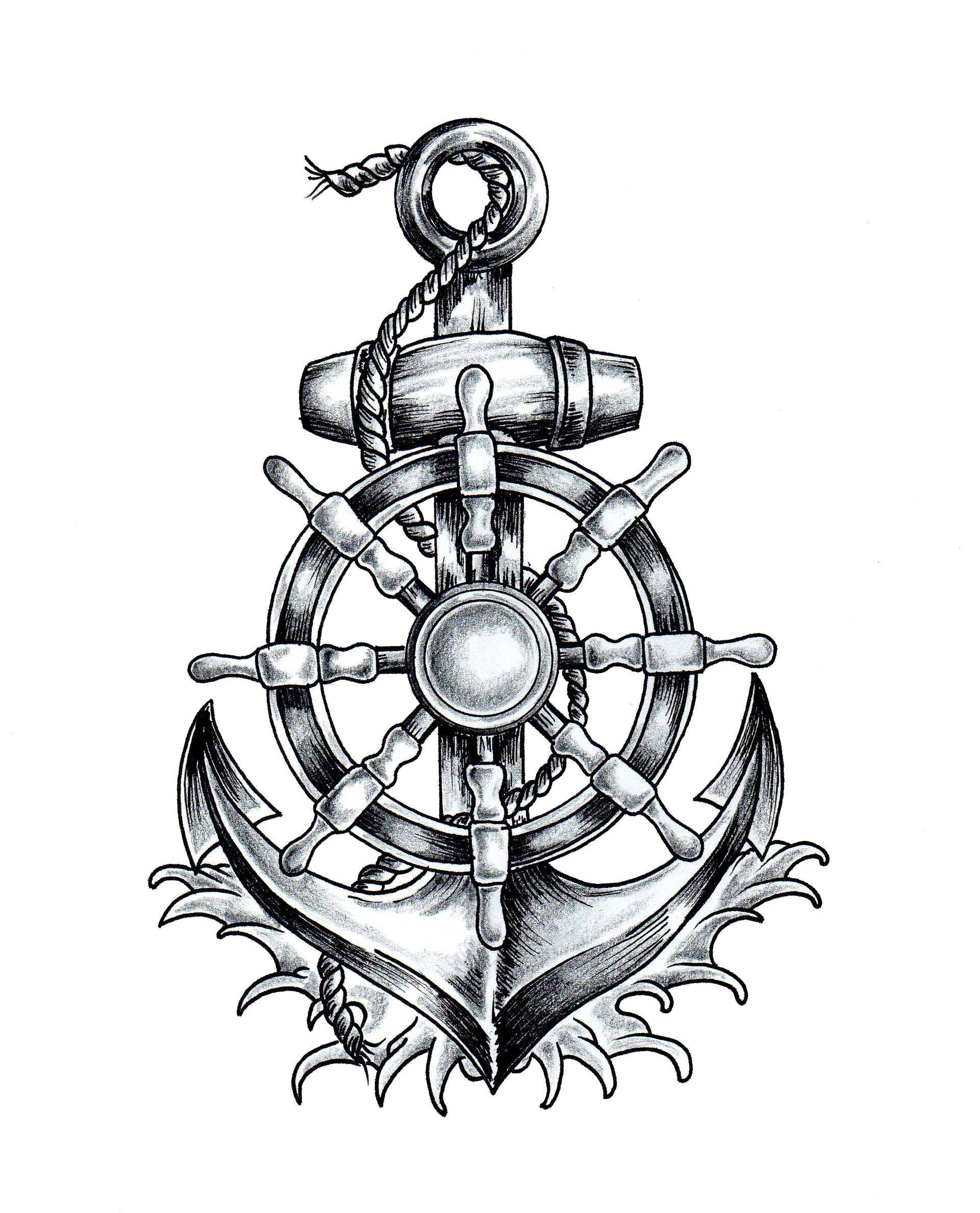 Download Wheel Tattoo Ship'S Anchor T-Shirt Drawing HQ PNG Image FreeP...