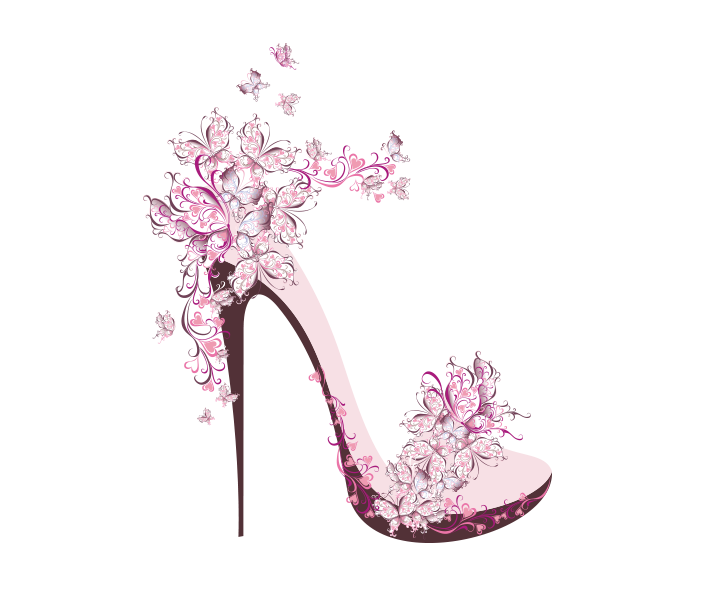 Flower Creative T-Shirt Paper Shoe Female Heels PNG Image