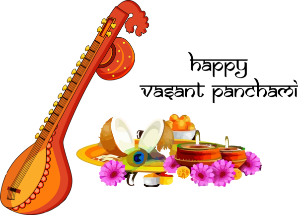 Vasant Panchami Musical Instrument String For Happy Destinations PNG Image