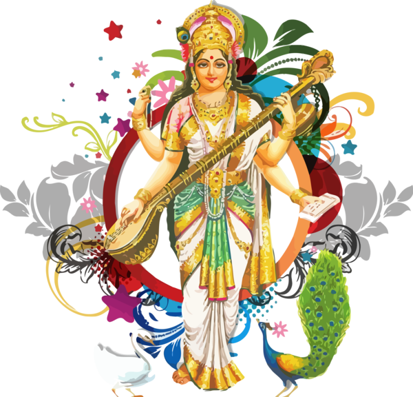 Vasant Panchami Costume Design Mythology For Happy Decoration PNG Image