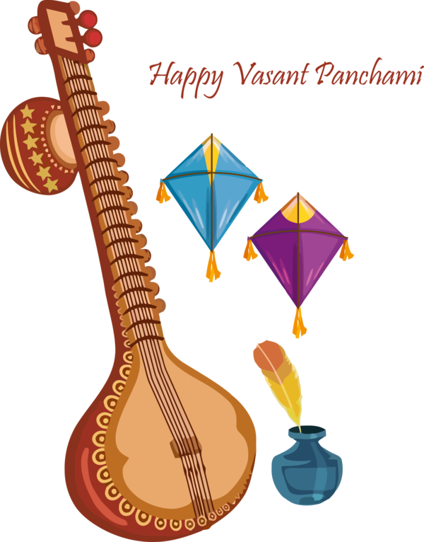 Vasant Panchami String Instrument Musical For Happy Song PNG Image