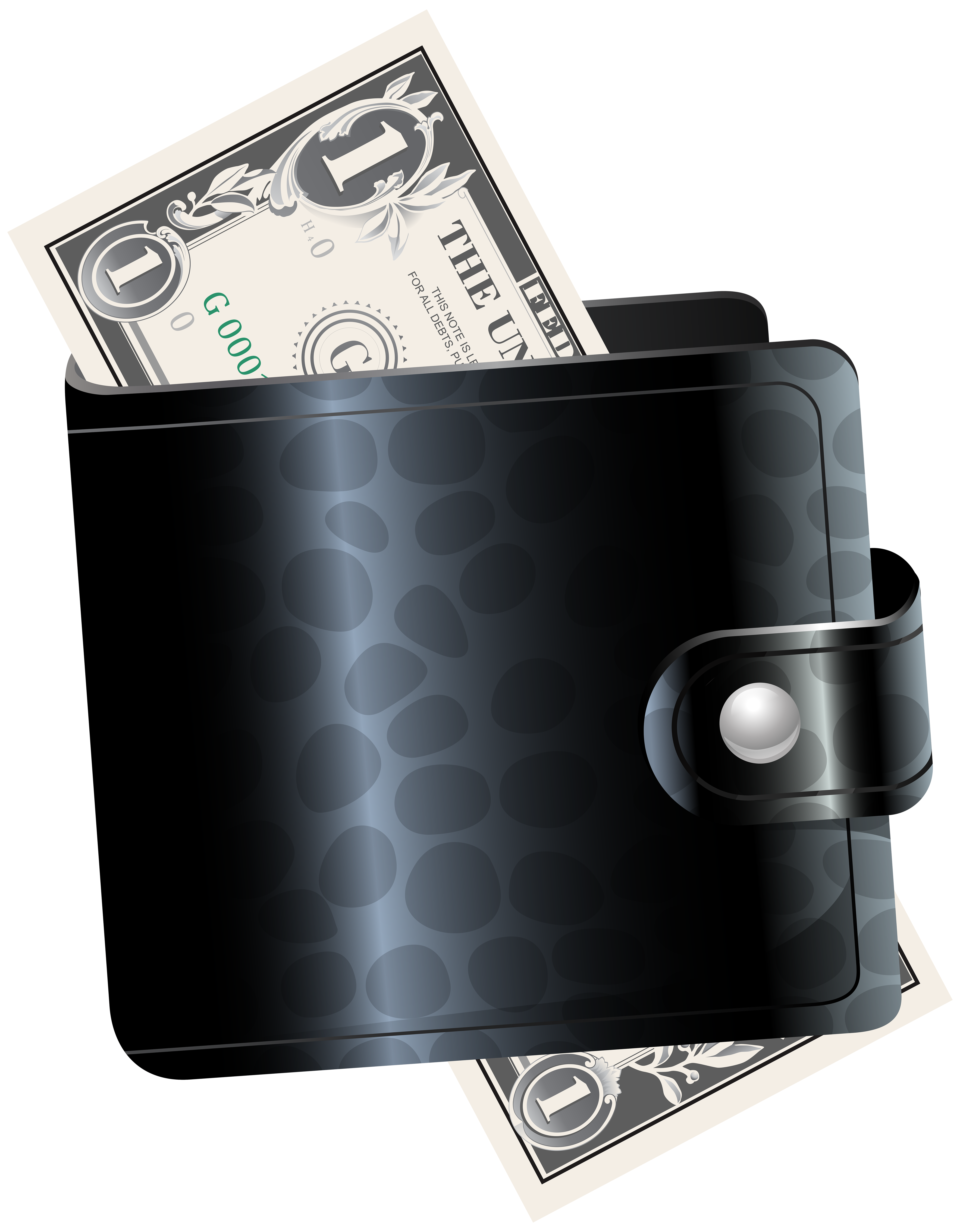 Dollar One Wallet Black Handbag With Transparent PNG Image